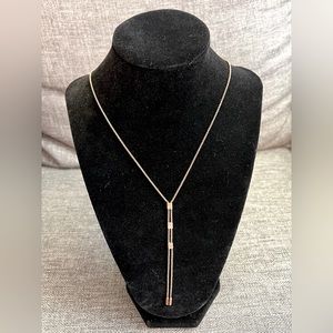 Rose gold tone dangle necklace, 18”